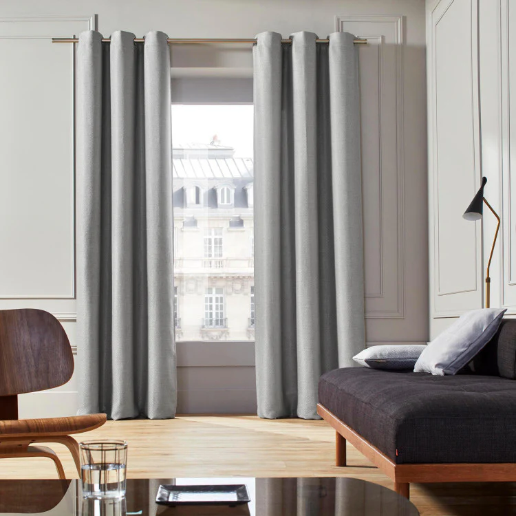Coconut Curtain in Pearl Grey Linen – Elegant Weave with Aluminum Eyelets