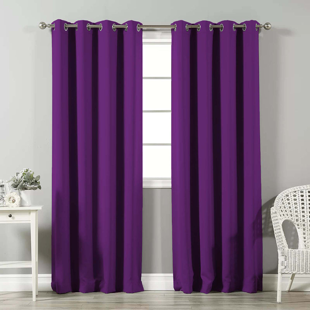 Jacquard Room Darkening Curtains in Midnight Violet Set Of 2 - (P42)