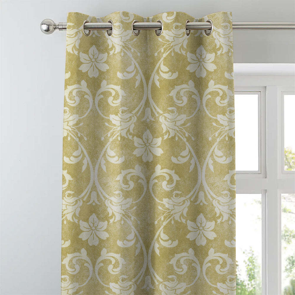 Whispering Grace Indie Lime Yellow Heavy Satin Blackout Curtains Set Of 2 - (DS421B)