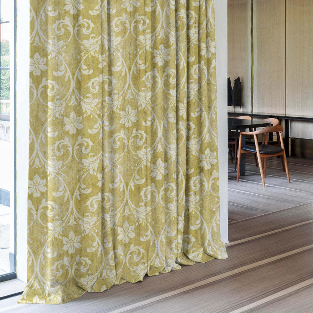 Whispering Grace Indie Lime Yellow Heavy Satin Blackout Curtains Set Of 2 - (DS421B)