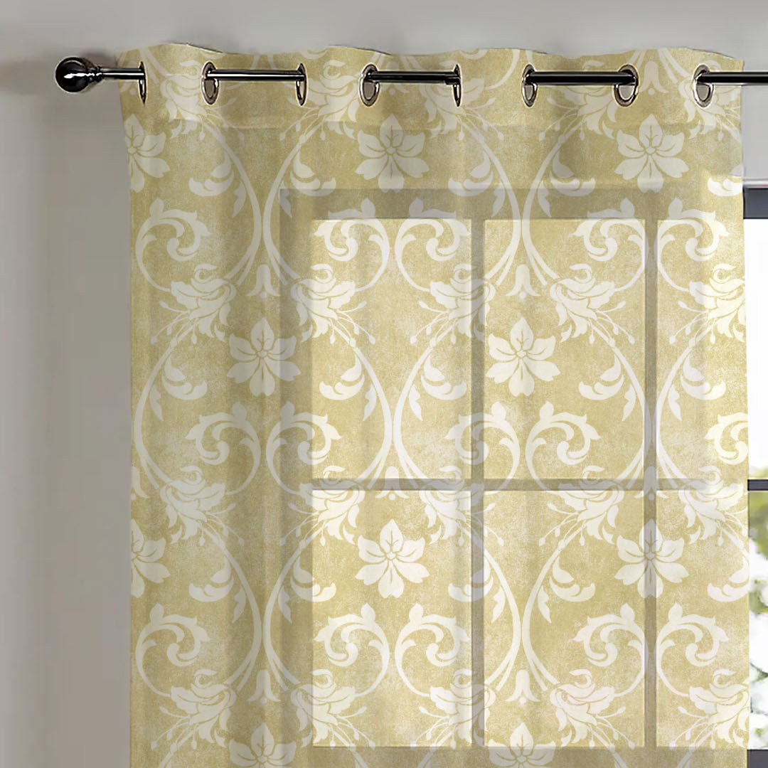 Elegant Ethnic and Damask Print Sheer Semi Transparent Curtain - Set Of 1pc -DS421B