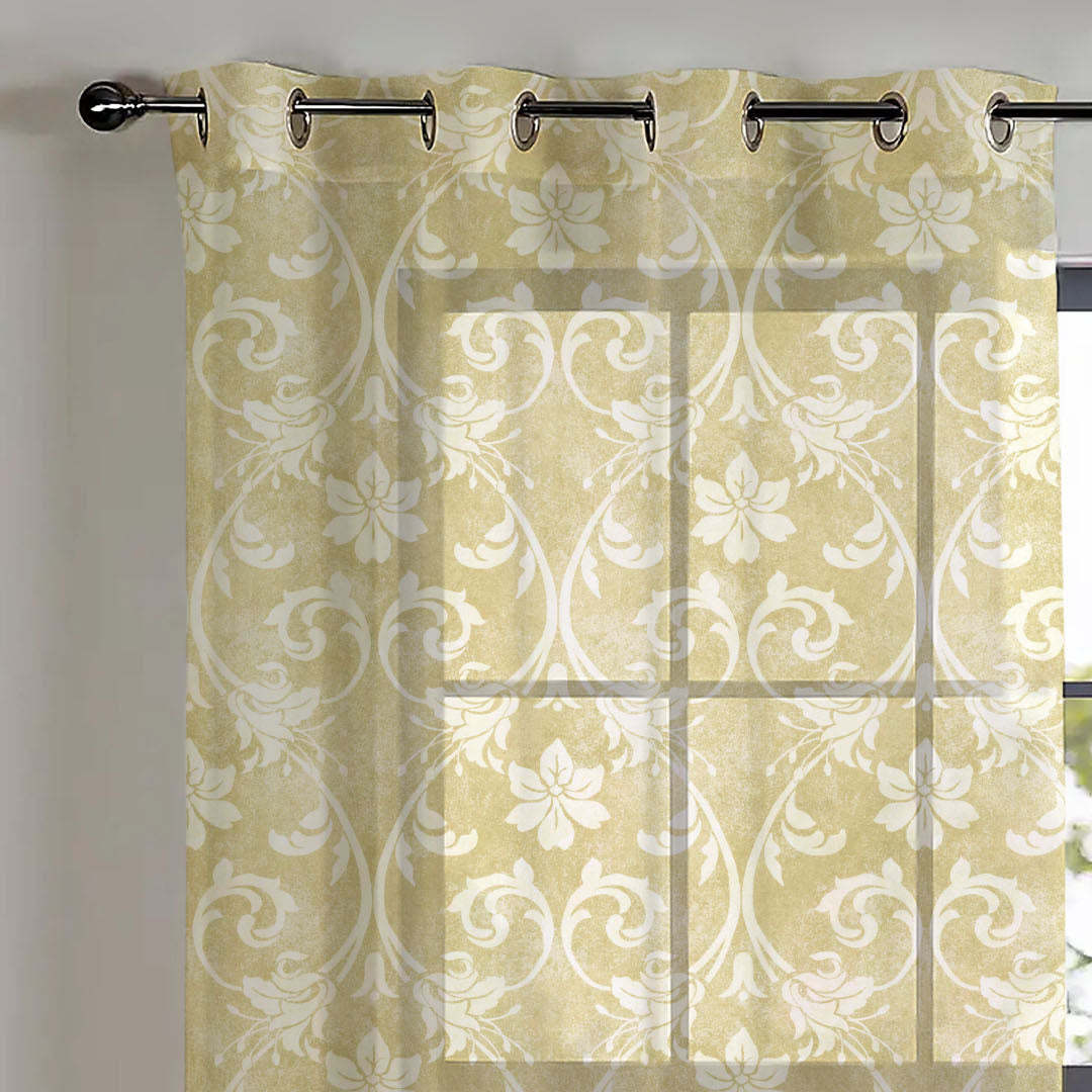 Elegant Ethnic and Damask Print Sheer Semi Transparent Curtain - Set Of 1pc -DS421B