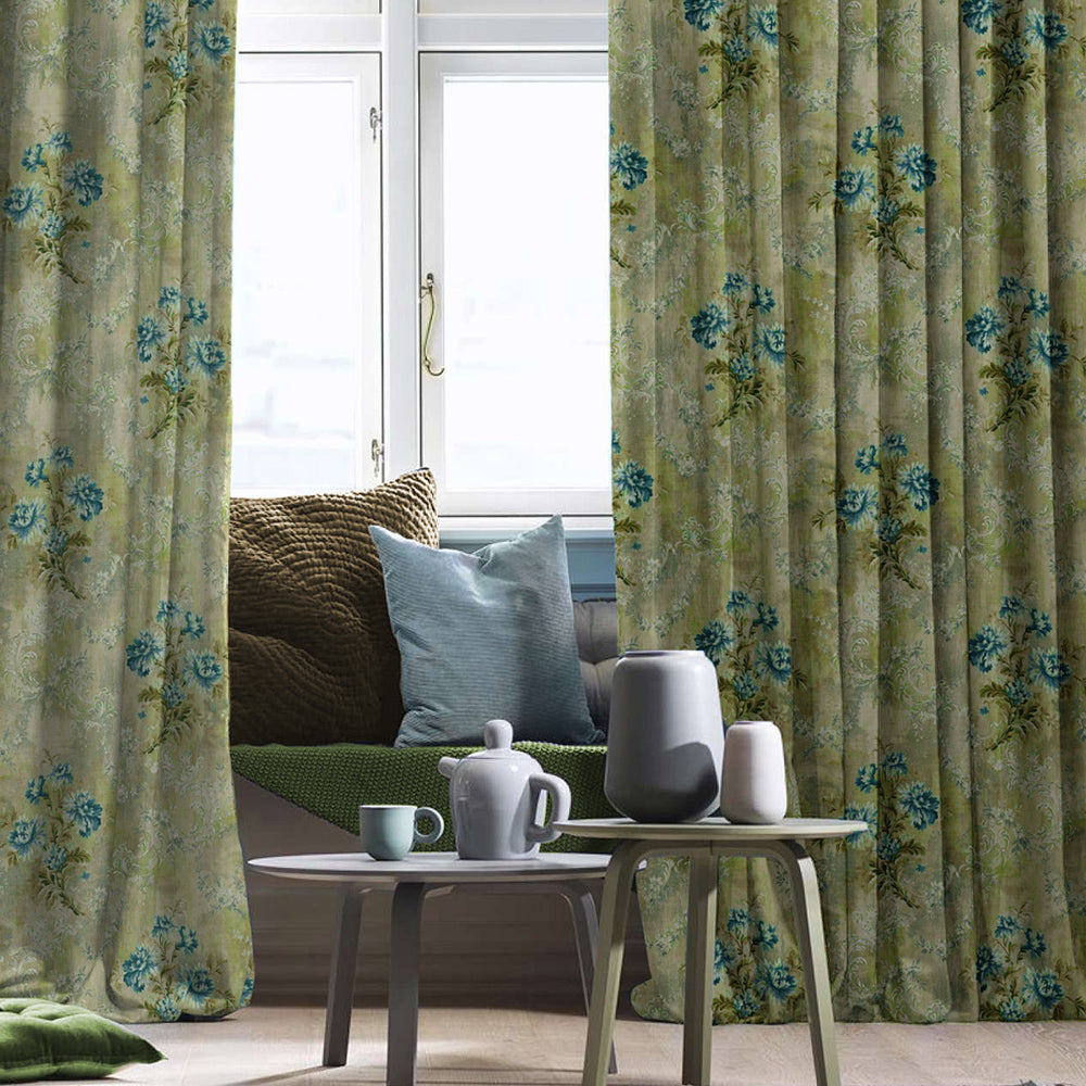 Elegant Floral Print Room Darkening Curtains Set Of 1pc  DS426D