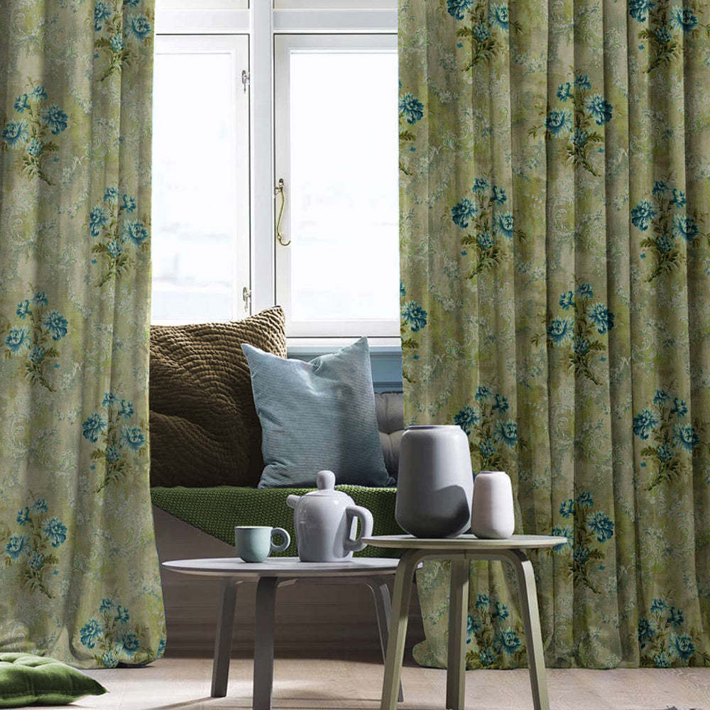 Elegant Floral Print Room Darkening Curtains Set Of 1pc DS426D