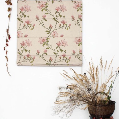 Blooming Vines Floral Soft Pink Satin Roman Blind (DS427B)