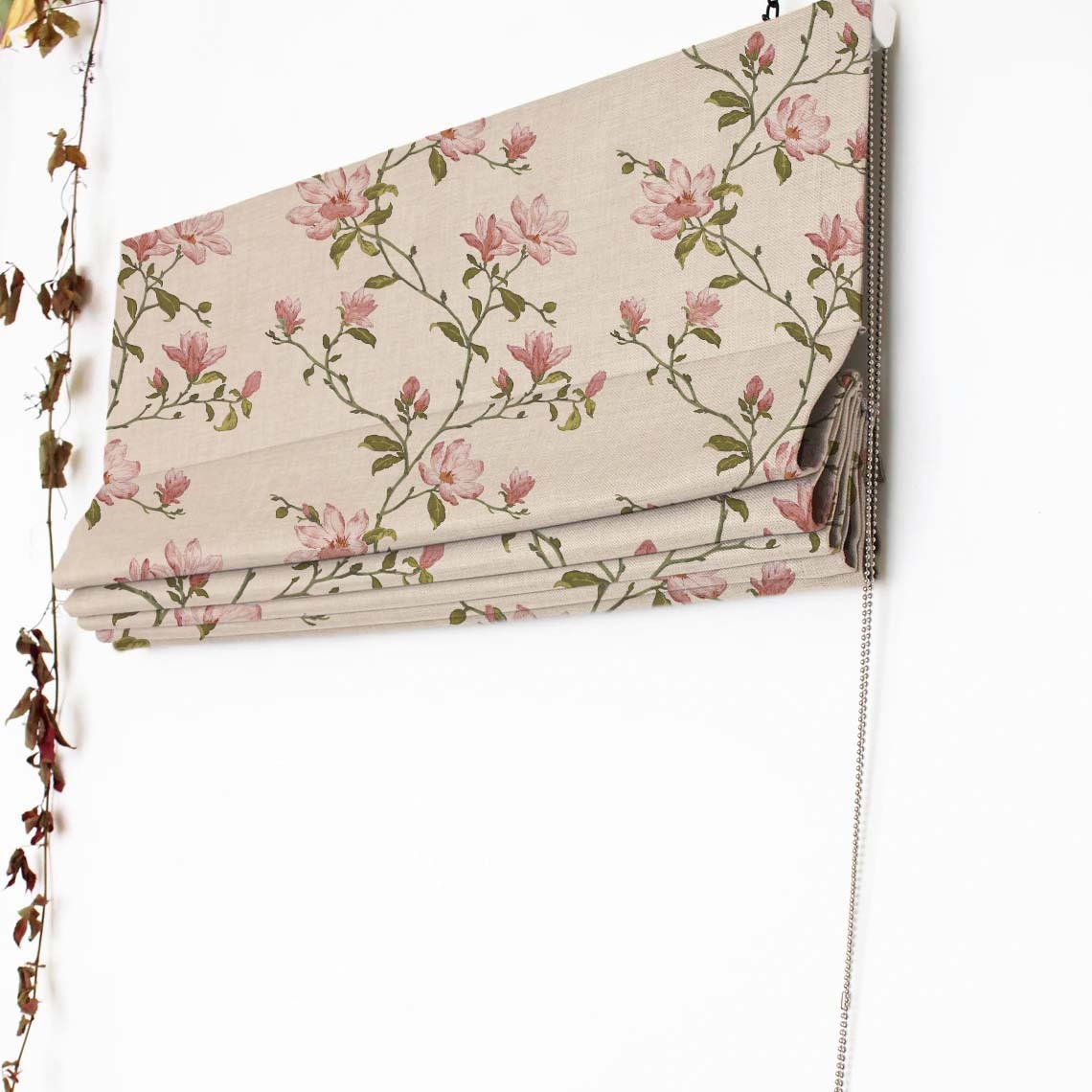 Blooming Vines Floral Soft Pink Satin Roman Blind (DS427B)