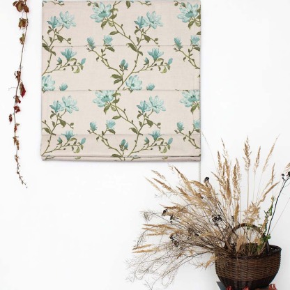 Blooming Vines Floral Teal Satin Roman Blind (DS427C)