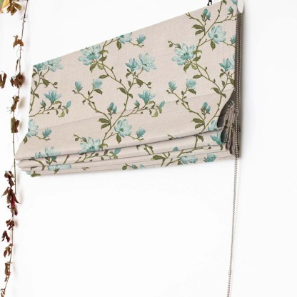 Blooming Vines Floral Teal Satin Roman Blind (DS427C)