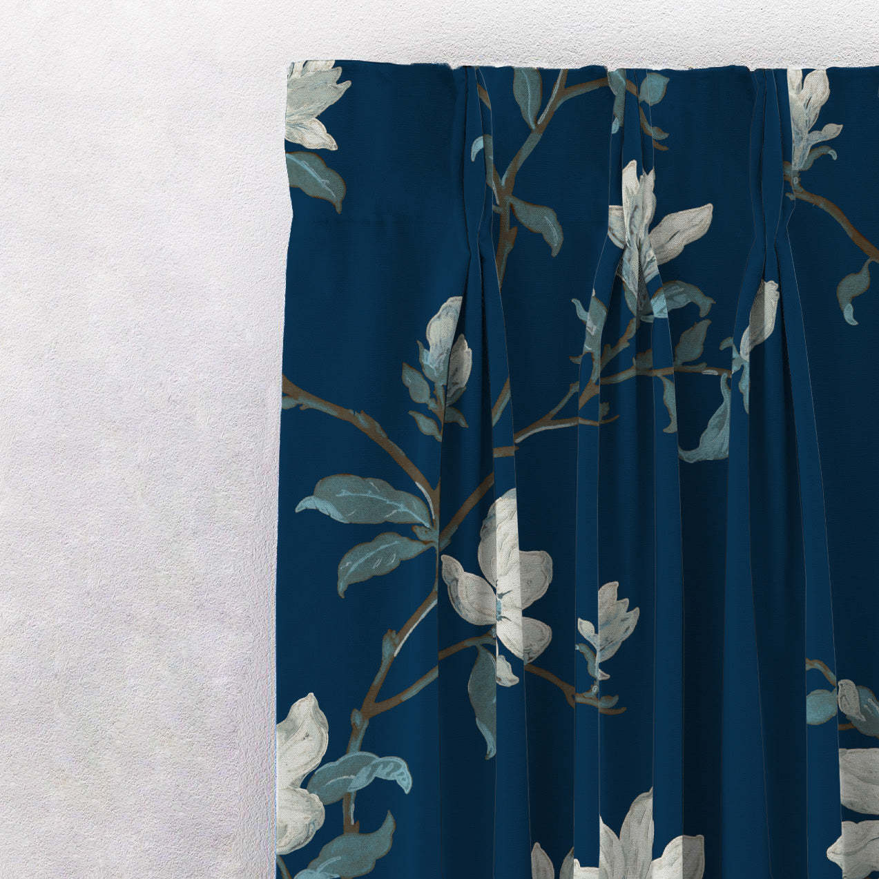Elegant Floral Print Room Darkening Curtains Set of 2 DS428A