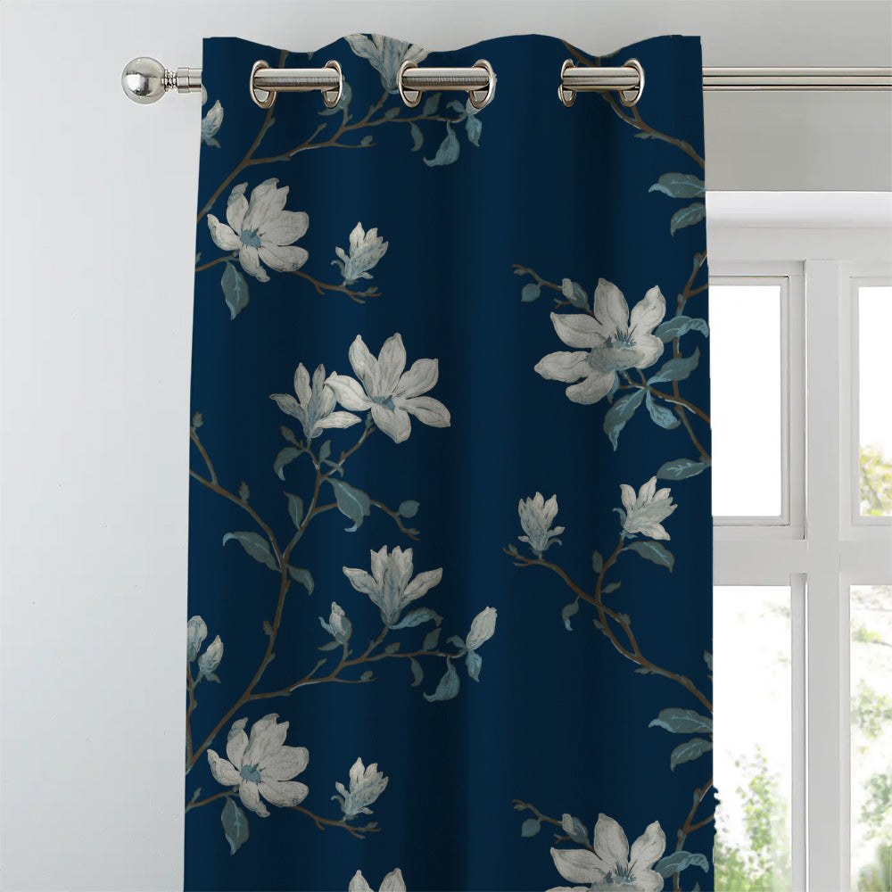 Elegant Floral Print Room Darkening Curtains Set of 2  DS428A