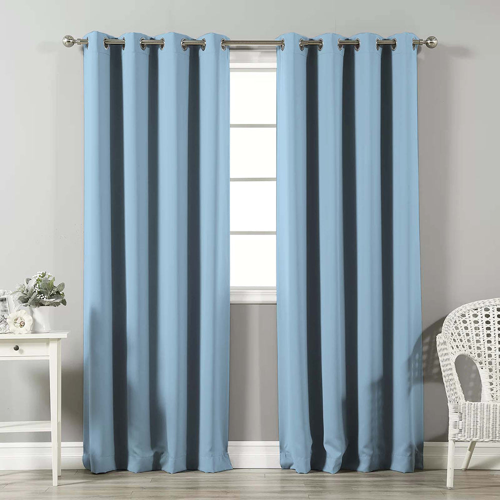 Jacquard Room Darkening Curtains in Uranian Blue Set Of 2 - (P44)