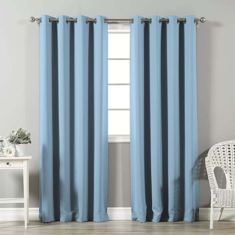 Jacquard Room Darkening Curtains in Uranian Blue Set Of 2 - (P44)