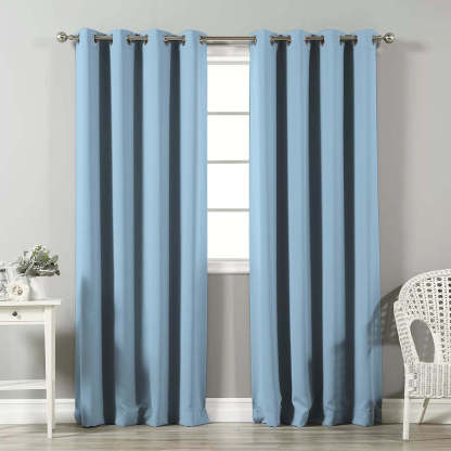 Jacquard Room Darkening Curtains in Uranian Blue Set Of 2 - (P44)