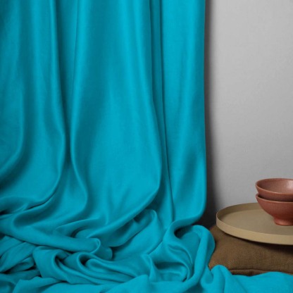 Jacquard Room Darkening Curtains in Lake Blue Set Of 2 - (P45)