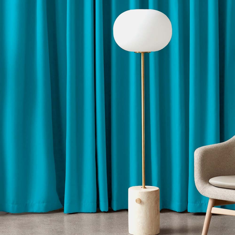 Jacquard Room Darkening Curtains in Lake Blue Set Of 2 - (P45)