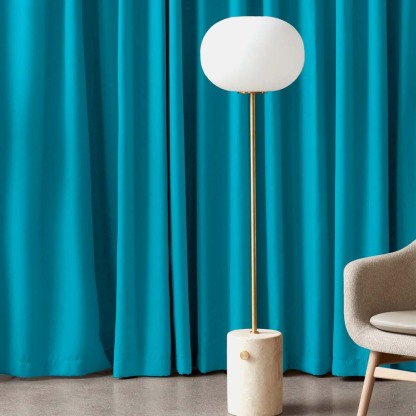 Jacquard Room Darkening Curtains in Lake Blue Set Of 2 - (P45)