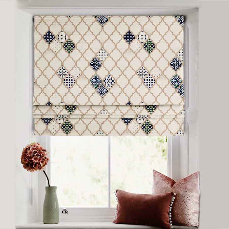 Exotic Starburst Indie Midnight Blue Satin Roman Blind (DS452A)