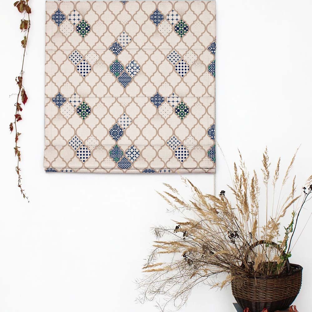 Exotic Starburst Indie Midnight Blue Satin Roman Blind (DS452A)