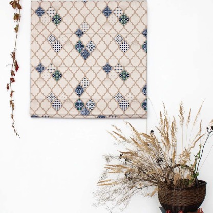 Exotic Starburst Indie Midnight Blue Satin Roman Blind (DS452A)