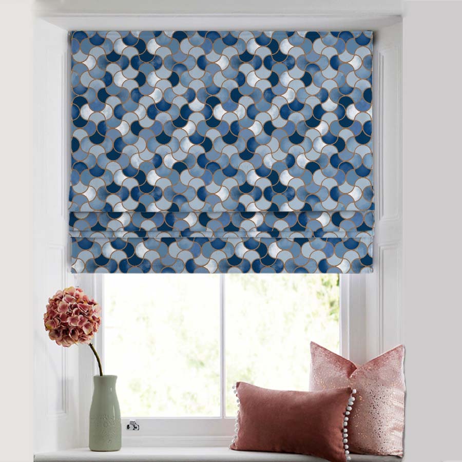 Desert Sands Indie Midnight Blue Satin Roman Blind (DS454A)