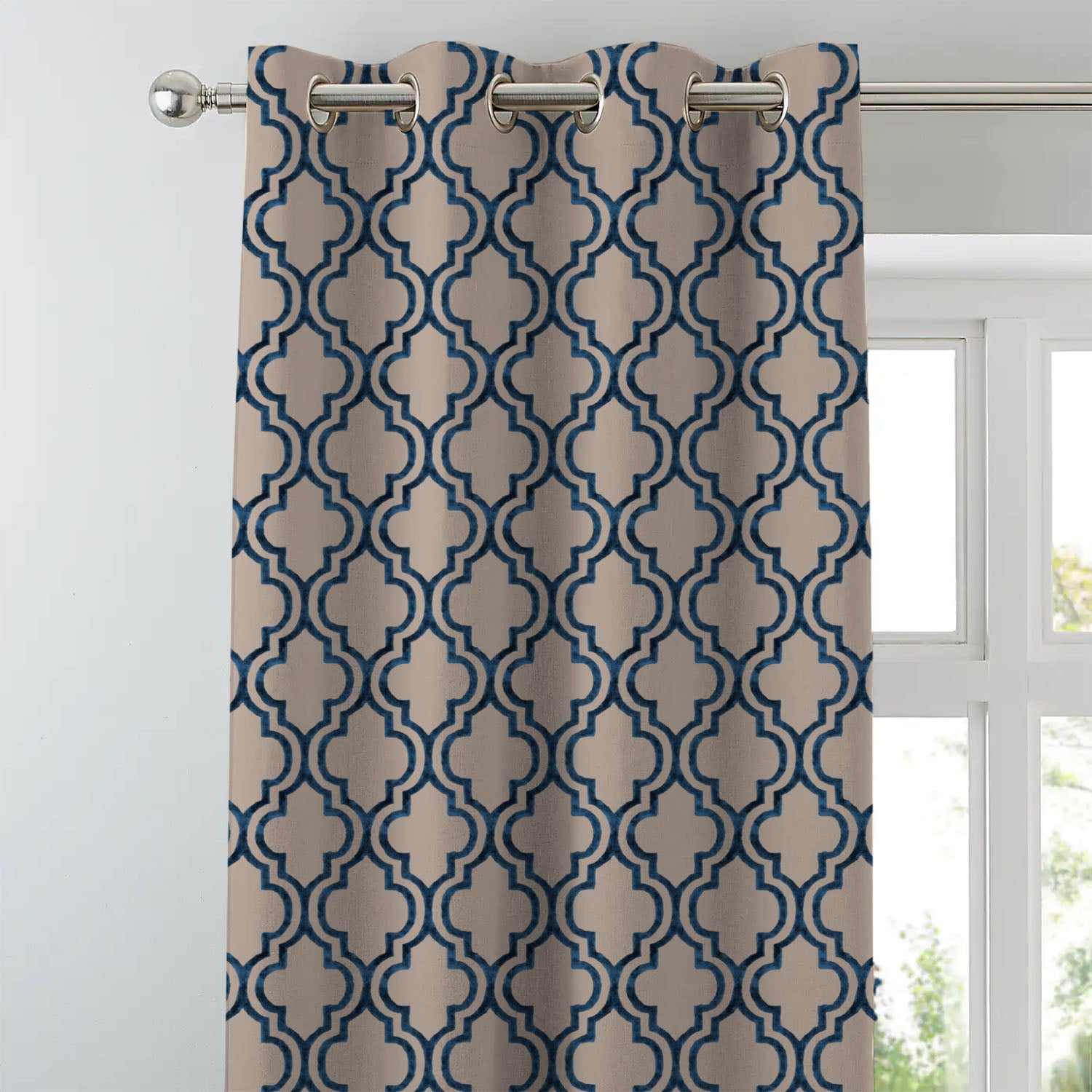 Mystic Treasure Indie Midnight Blue Heavy Satin Blackout Curtains Set Of 2 - (DS455A)