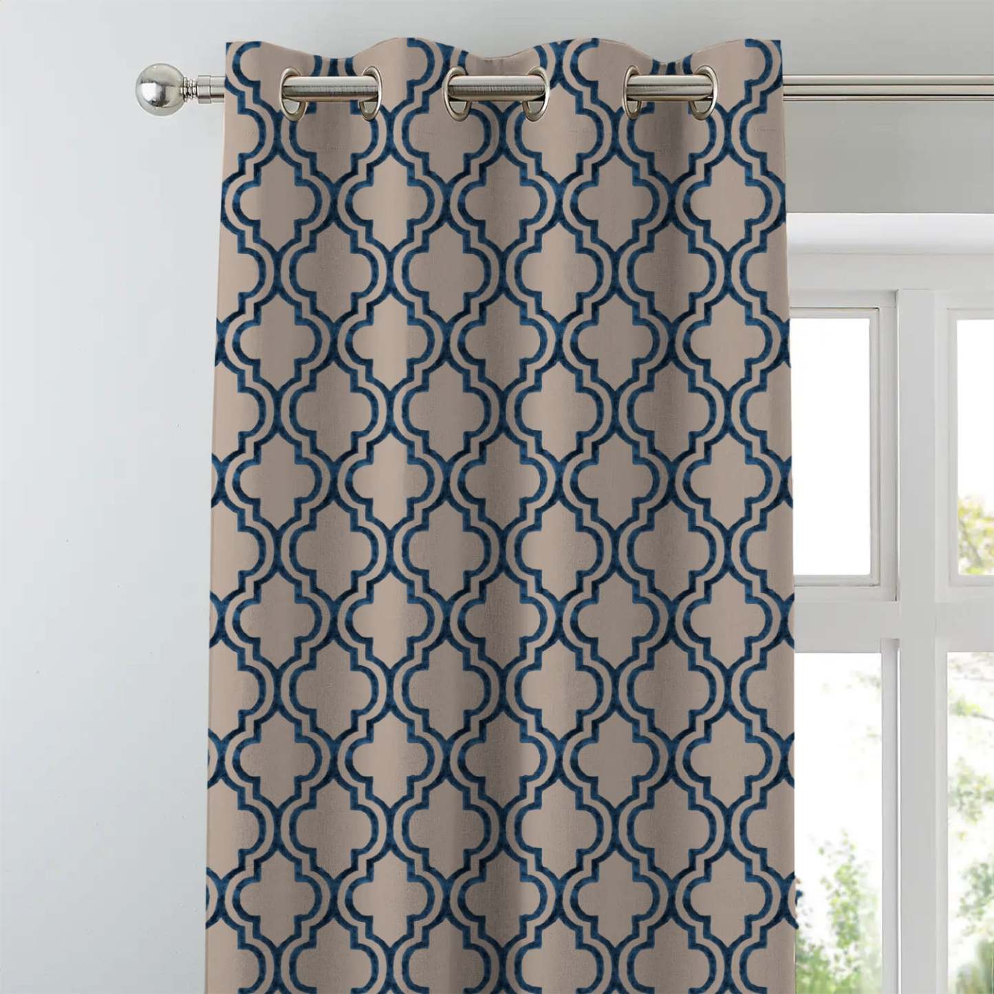 Mystic Treasure Indie Midnight Blue Heavy Satin Blackout Curtains Set Of 2 - (DS455A)