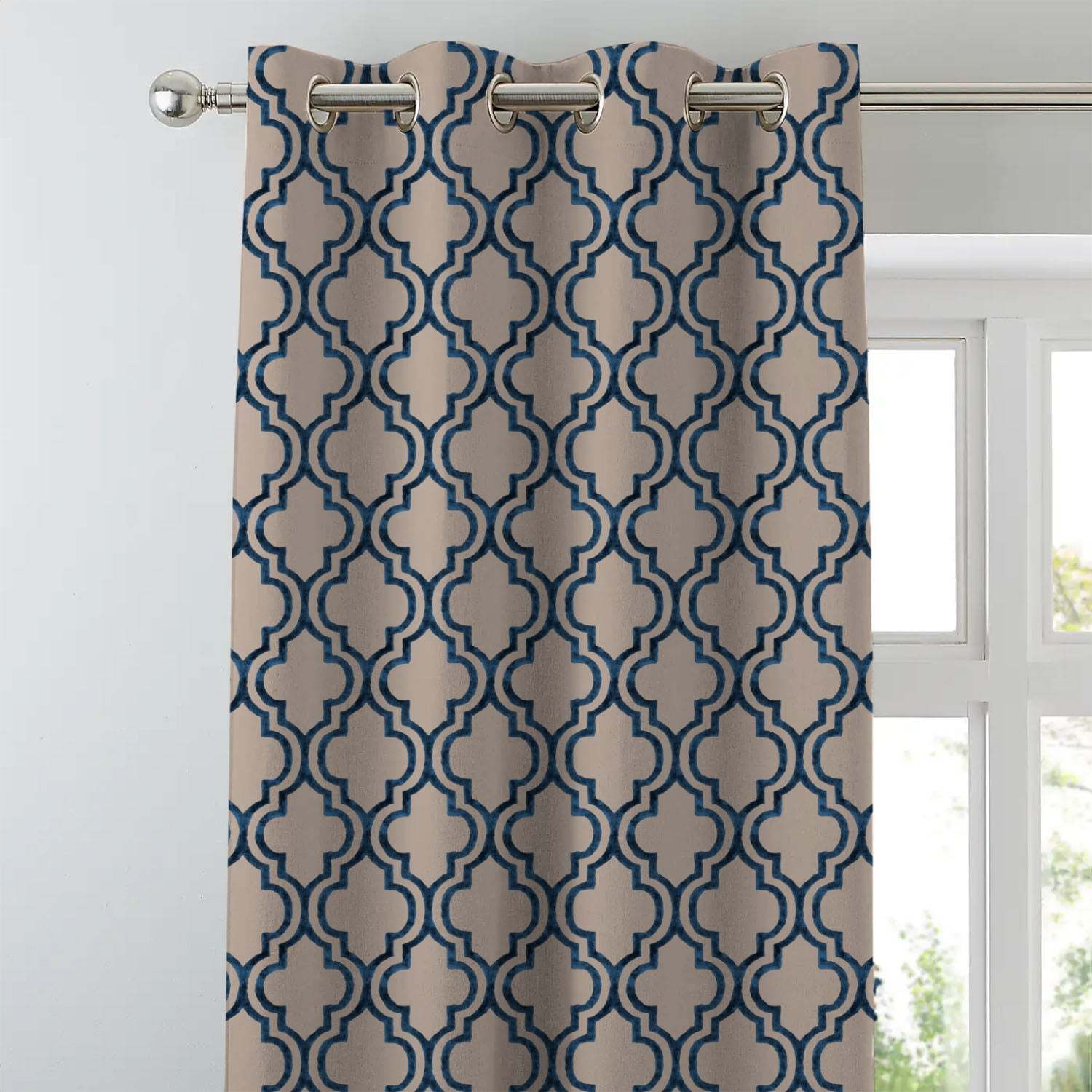 Mystic Treasure Indie Midnight Blue Heavy Satin Blackout Curtains Set Of 2 - (DS455A)