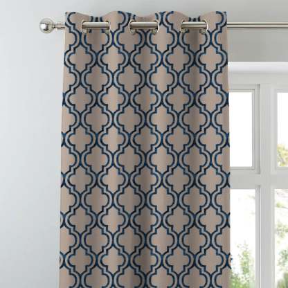 Mystic Treasure Indie Midnight Blue Heavy Satin Blackout Curtains Set Of 2 - (DS455A)