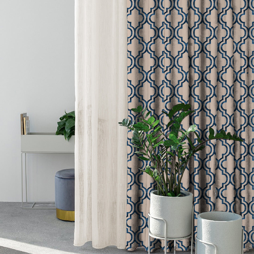 Mystic Treasure Indie Midnight Blue Heavy Satin Blackout Curtains Set Of 2 - (DS455A)