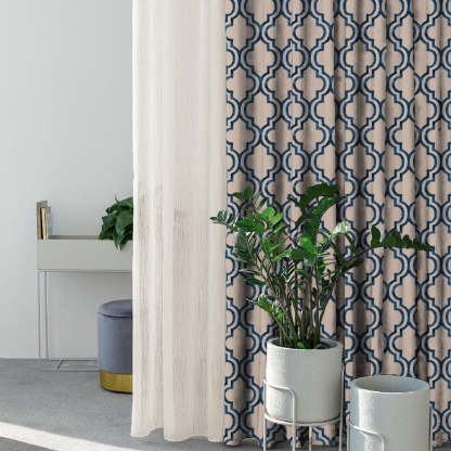 Mystic Treasure Indie Midnight Blue Heavy Satin Blackout Curtains Set Of 2 - (DS455A)
