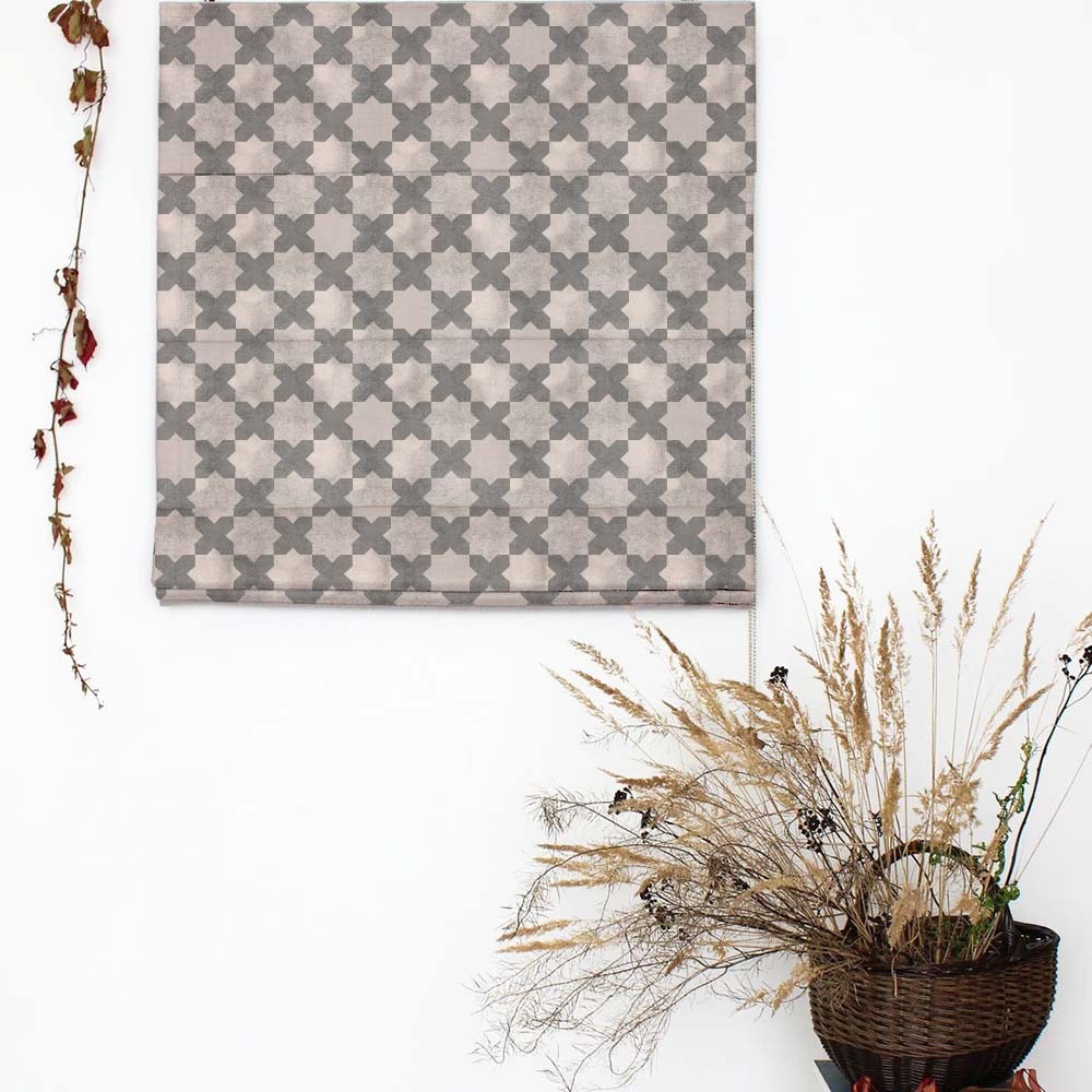 Trellis Charm Indie Chalk Grey Satin Roman Blind (DS457C)