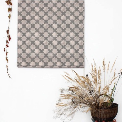 Trellis Charm Indie Chalk Grey Satin Roman Blind (DS457C)