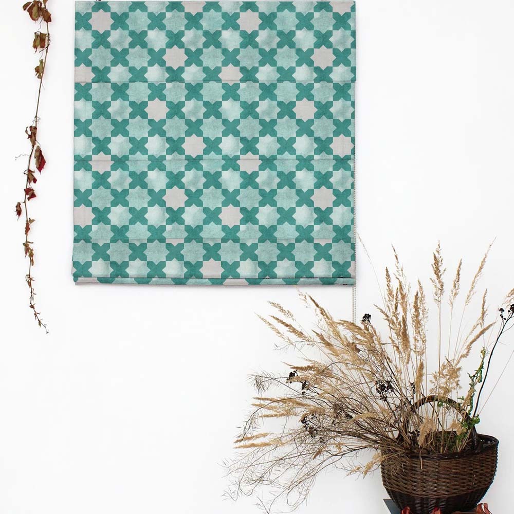 Trellis Charm Indie Mint Green Satin Roman Blind (DS457D)