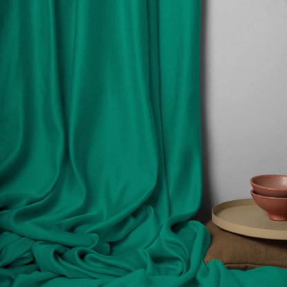 Jacquard Room Darkening Curtains in Tiffany Green Set Of 2 - (P46)