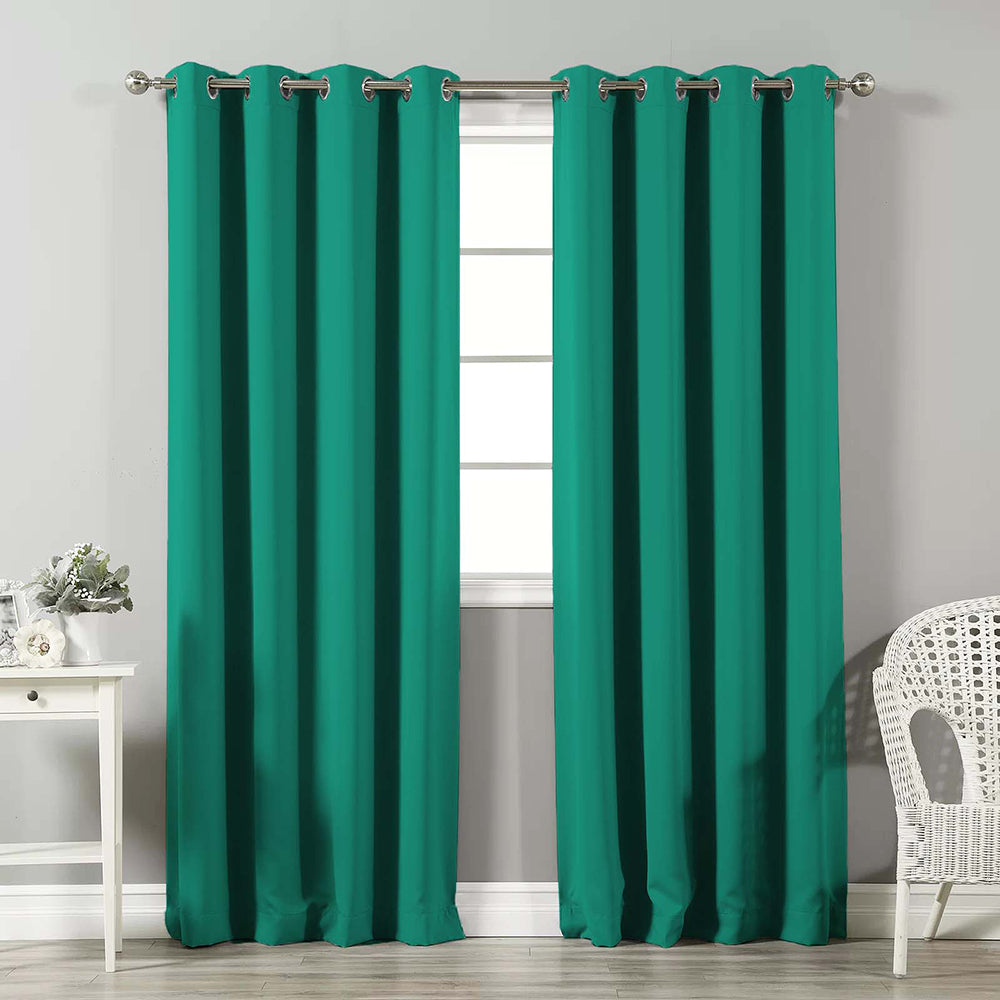 Jacquard Room Darkening Curtains in Tiffany Green Set Of 2 - (P46)