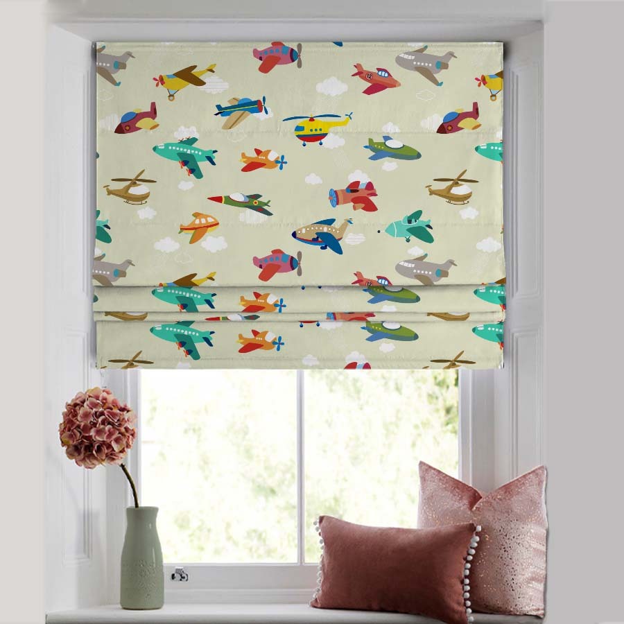 Fly High Kids Champagne Beige Satin Roman Blind (DS461B)