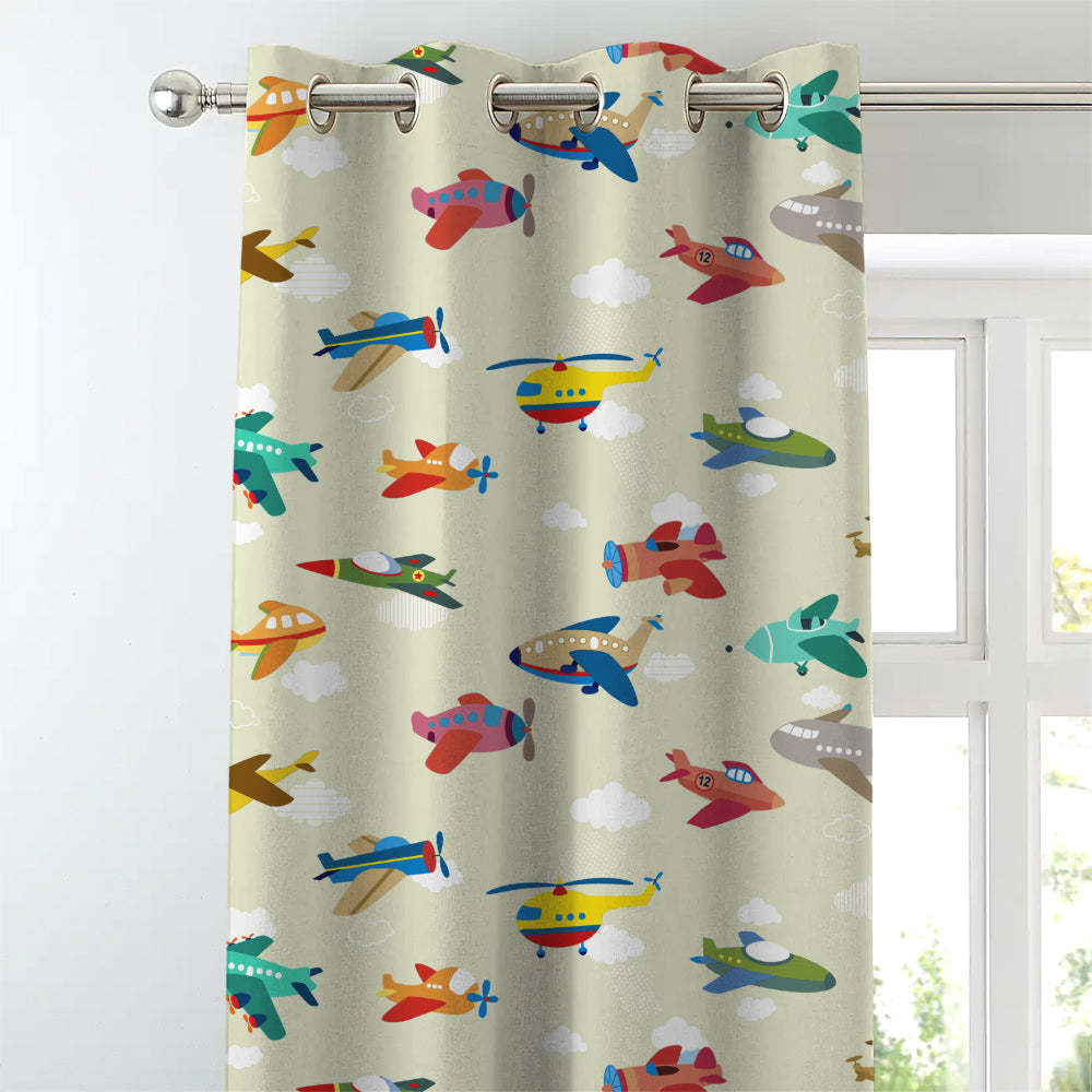 Fly High Kids Champagne Beige Heavy Satin Blackout curtains Set Of 2 - (DS461B)