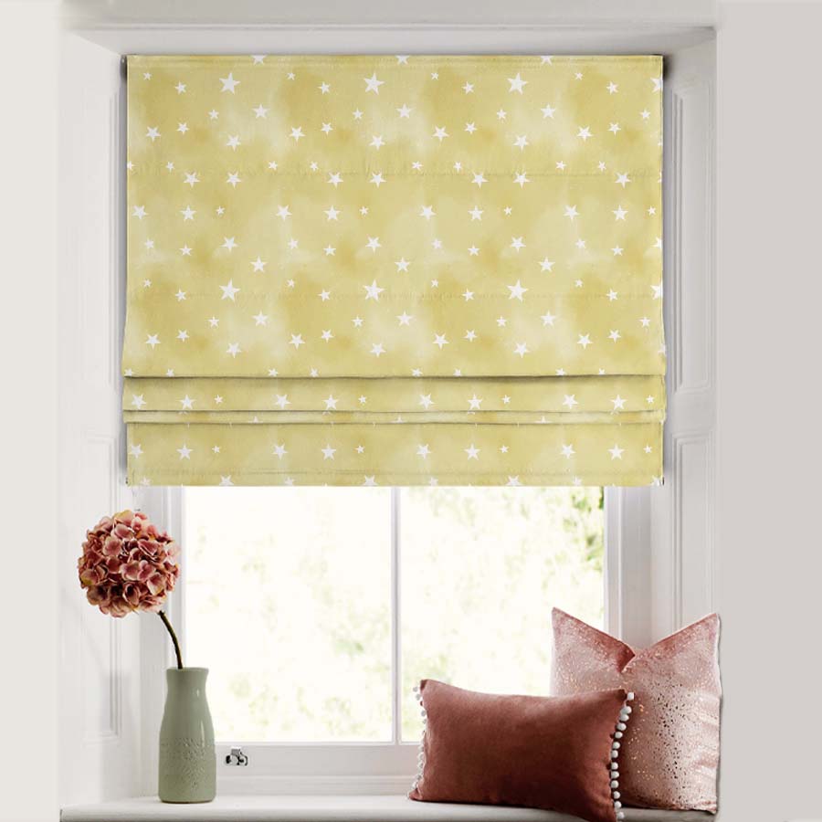 Starry Dreams Kids Lemon Yellow Satin Roman Blind (DS463B)