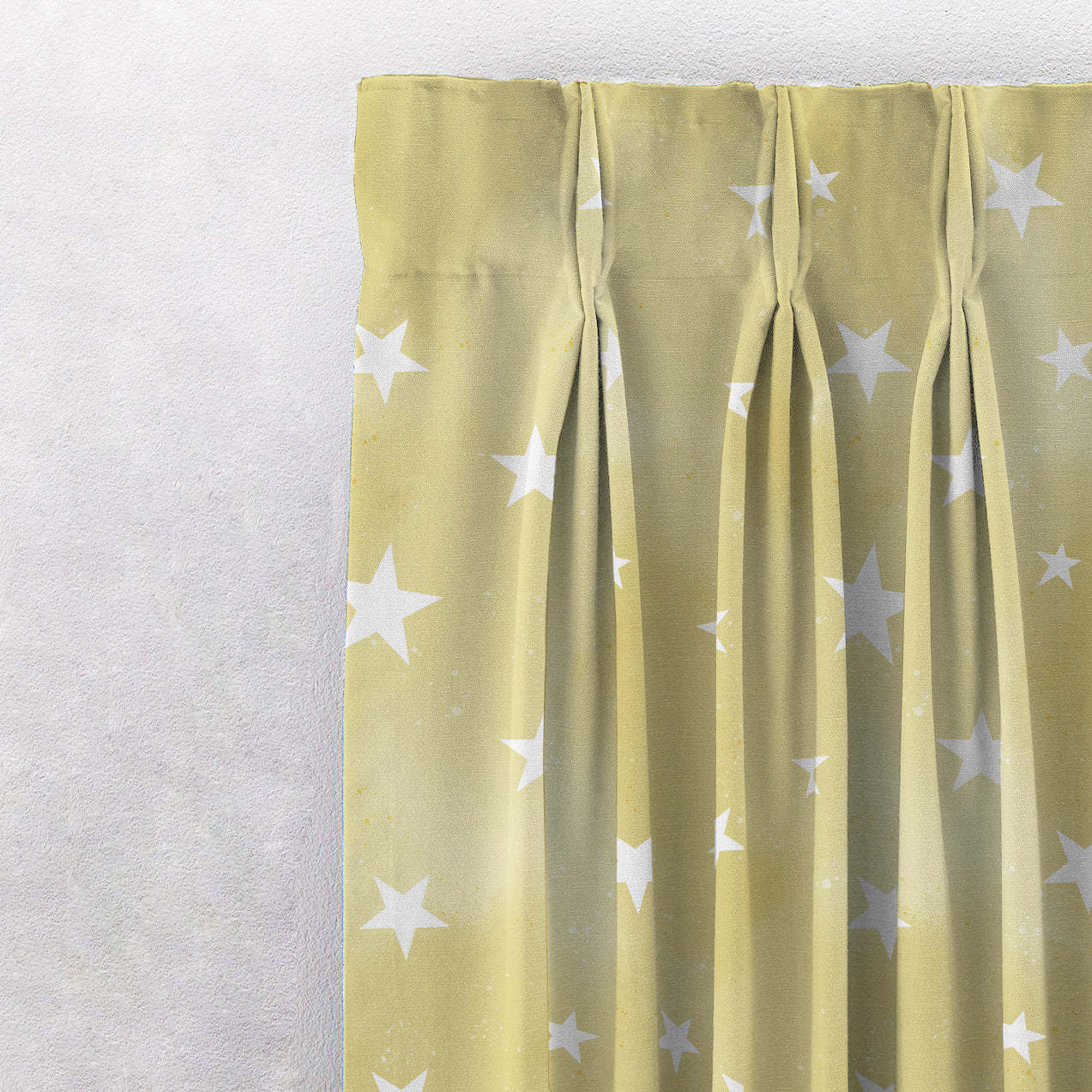 Starry Dreams Kids Lemon Yellow Heavy Satin Blackout curtains Set Of 2 - (DS463B)