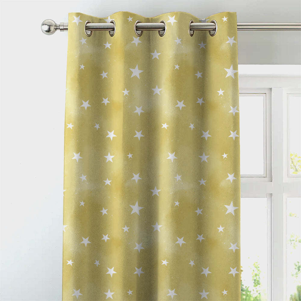 Starry Dreams Kids Lemon Yellow Heavy Satin Blackout curtains Set Of 2 - (DS463B)