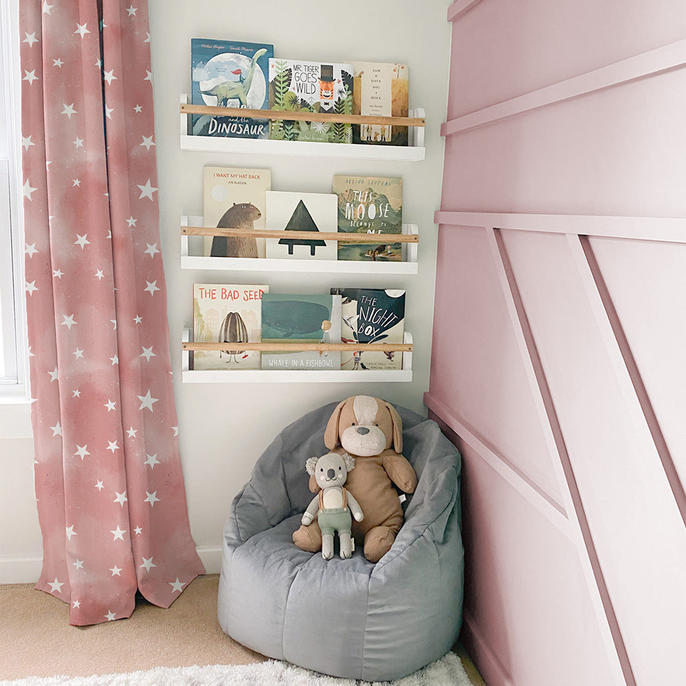 Starry Dreams Kids Peach Pink Heavy Satin Room Darkening Curtains Set Of 2 - (DS463C)