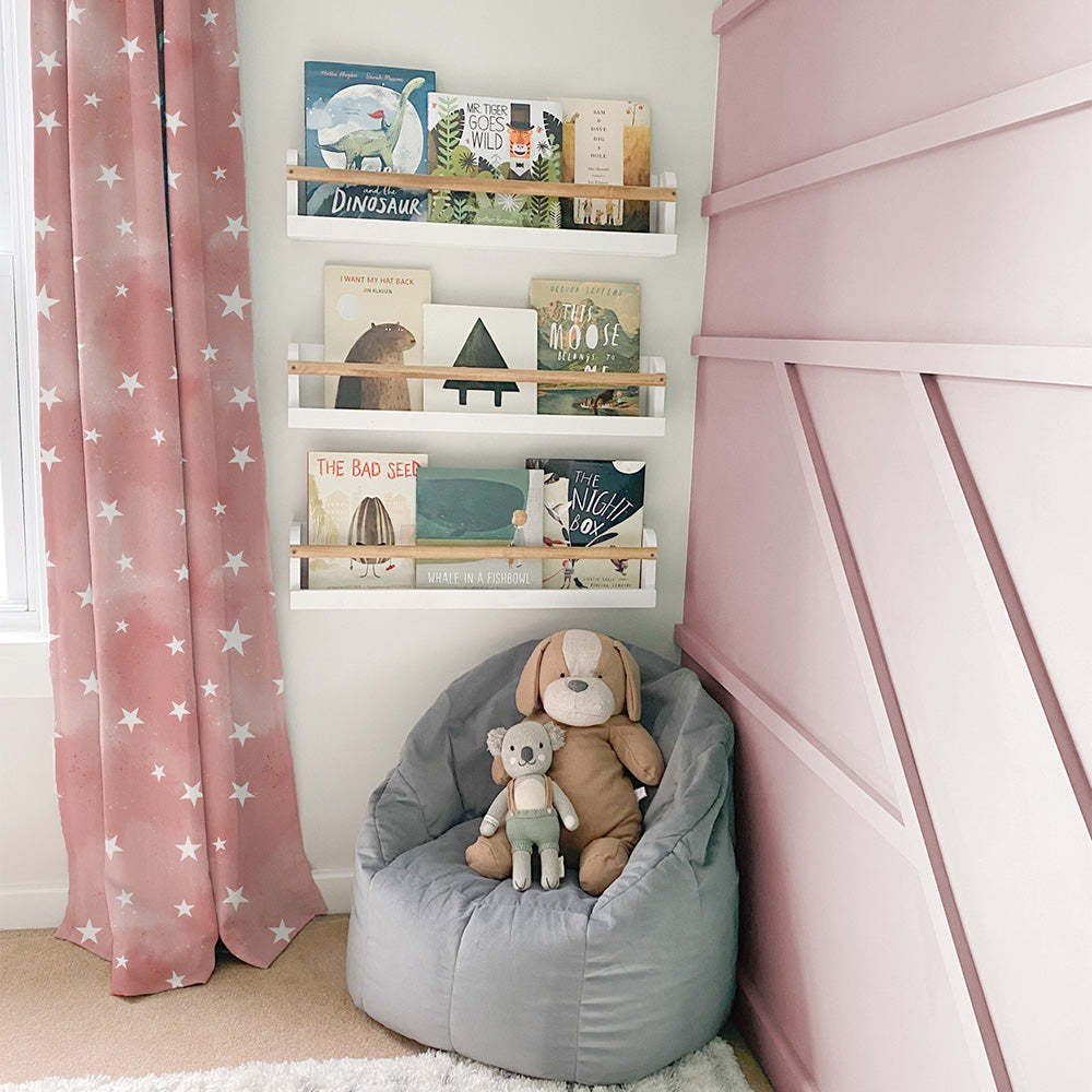 Starry Dreams Kids Peach Pink Heavy Satin Room Darkening Curtains Set Of 2 - (DS463C)
