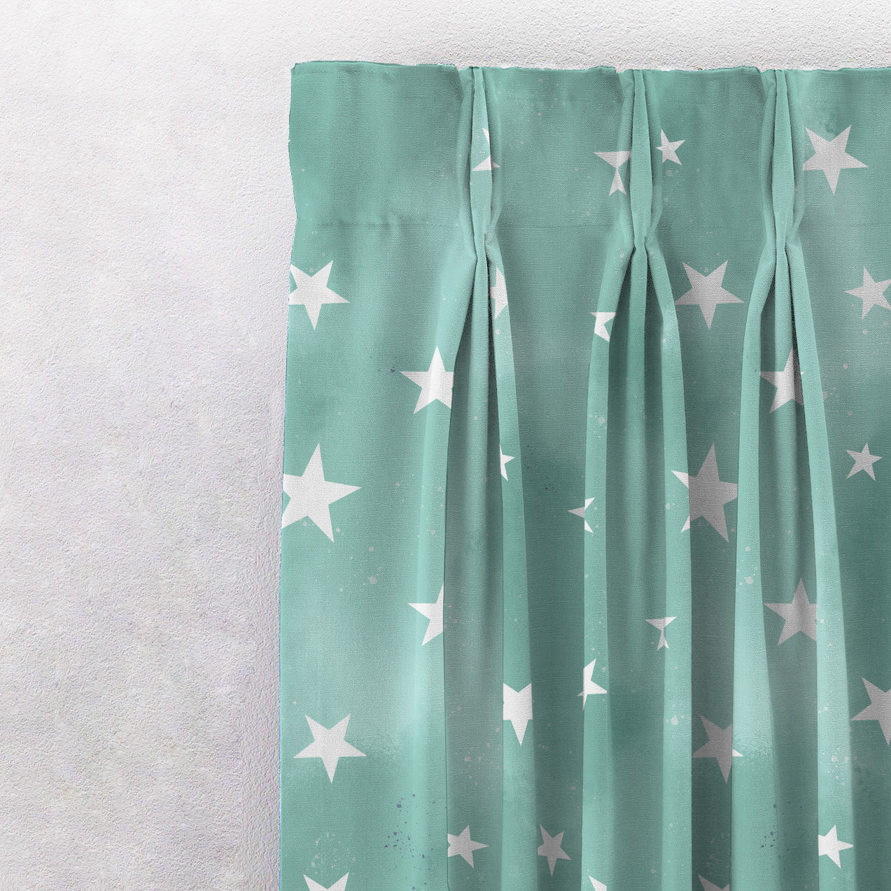 Starry Dreams Kids Mint Green Heavy Satin Room Darkening Curtains Set Of 2 - (DS463D)
