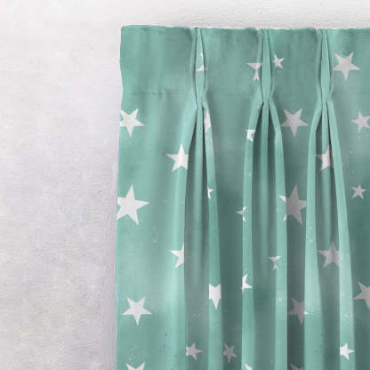 Starry Dreams Kids Mint Green Heavy Satin Room Darkening Curtains Set Of 2 - (DS463D)