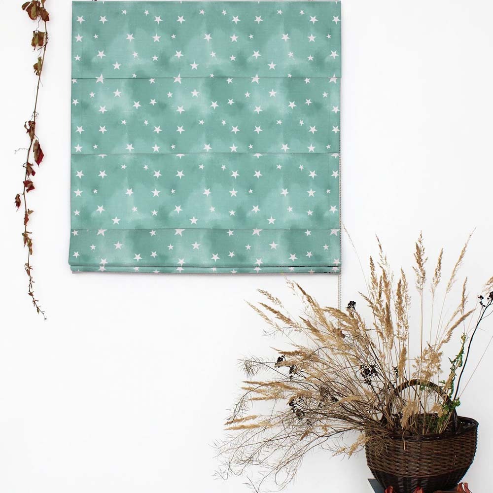 Starry Dreams Kids Mint Green Satin Roman Blind (DS463D)