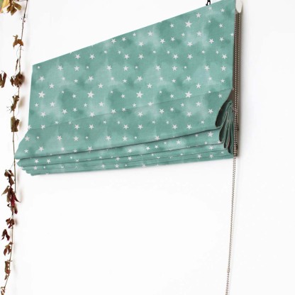 Starry Dreams Kids Mint Green Satin Roman Blind (DS463D)