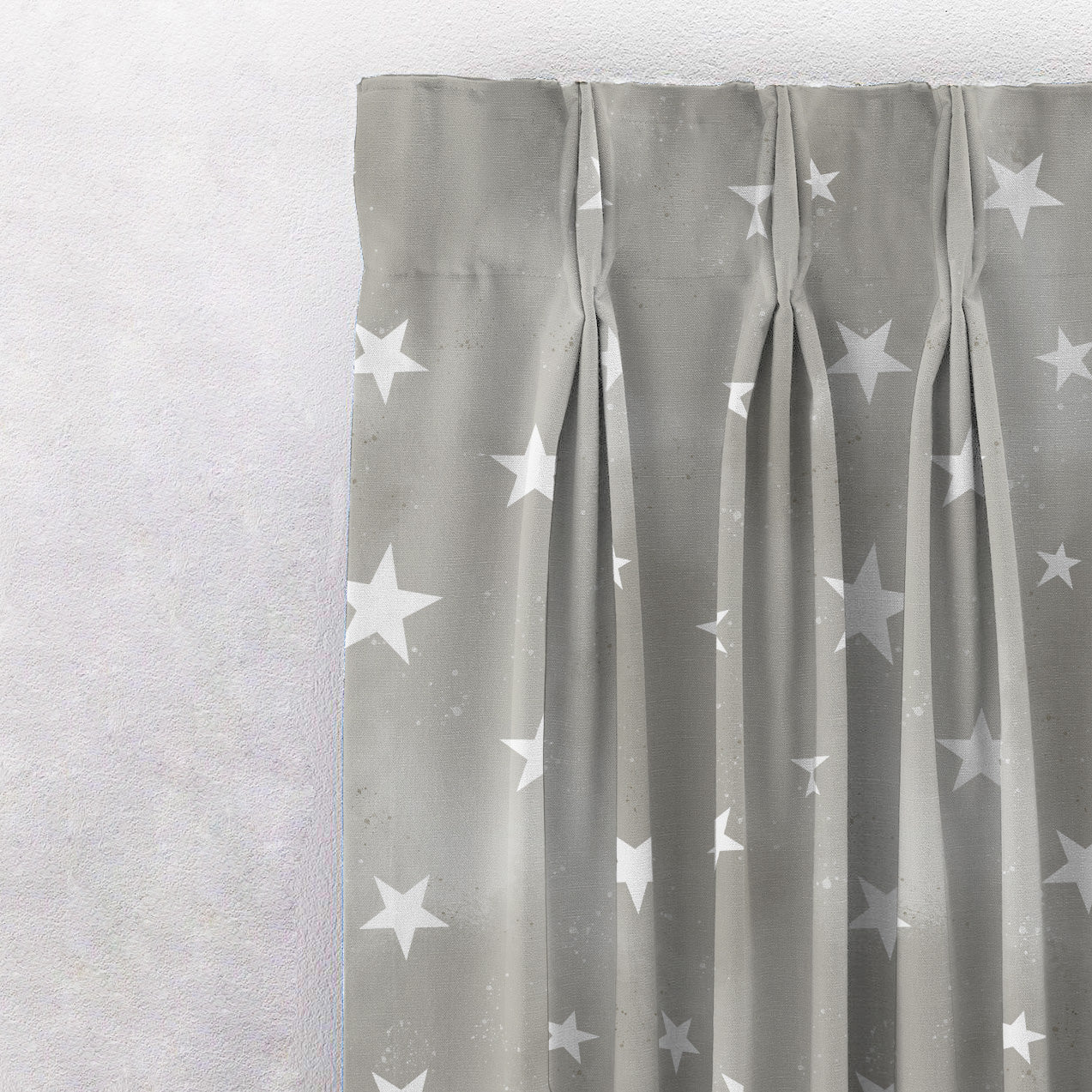 Starry Dreams Kids Ash Grey Heavy Satin Blackout curtains Set Of 2 - (DS463E)