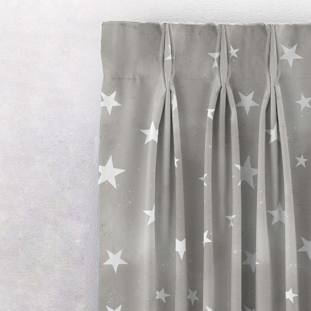 Starry Dreams Kids Ash Grey Heavy Satin Blackout curtains Set Of 2 - (DS463E)