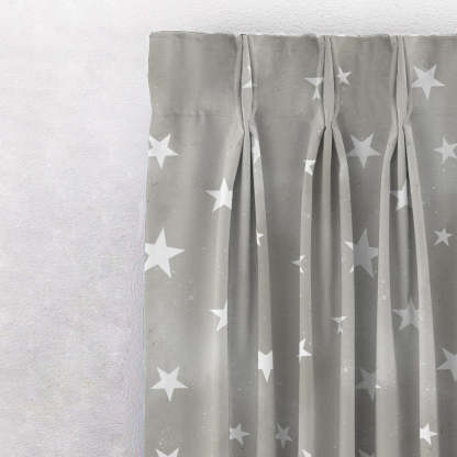 Starry Dreams Kids Ash Grey Heavy Satin Blackout curtains Set Of 2 - (DS463E)