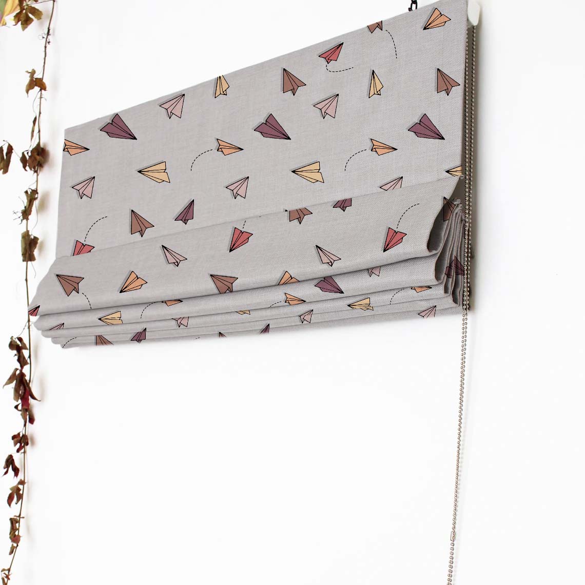 Origami planes Kids Light Grey Satin Roman Blind (DS464C)